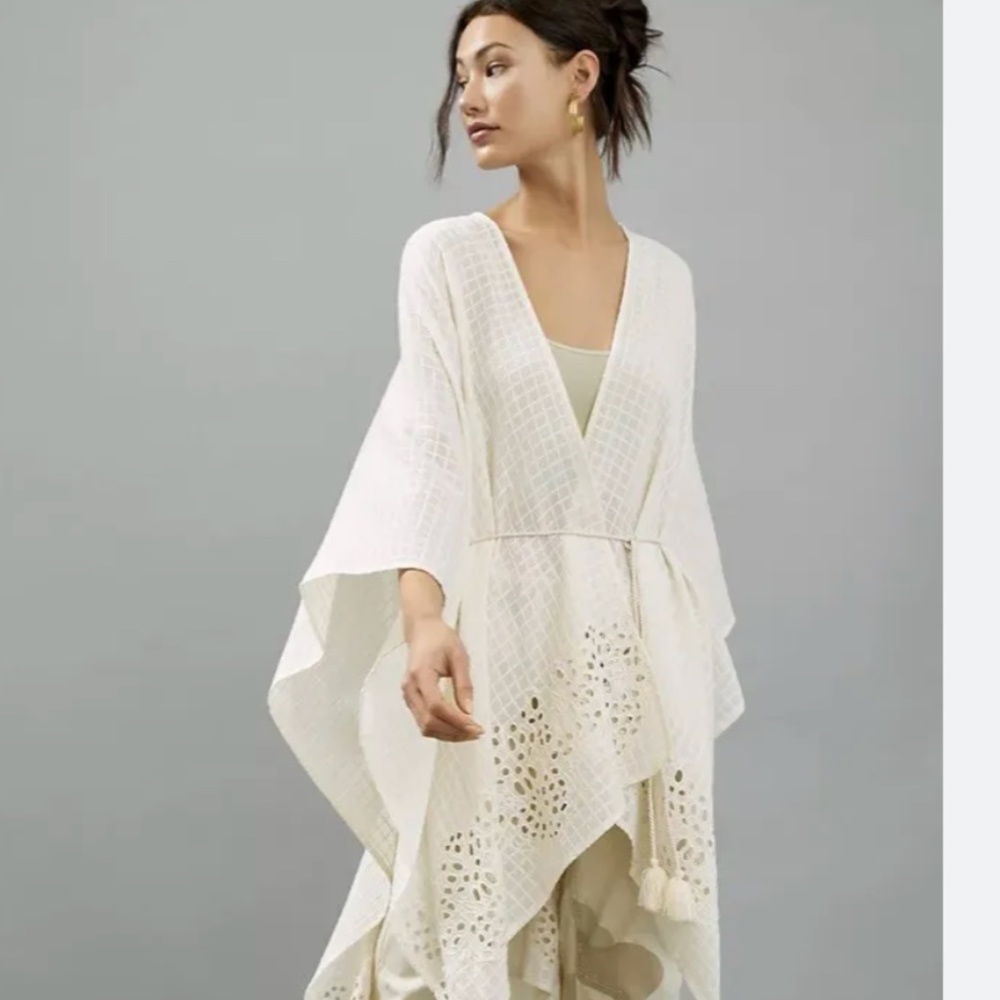 Anthropologie tasseled eyelet kimono